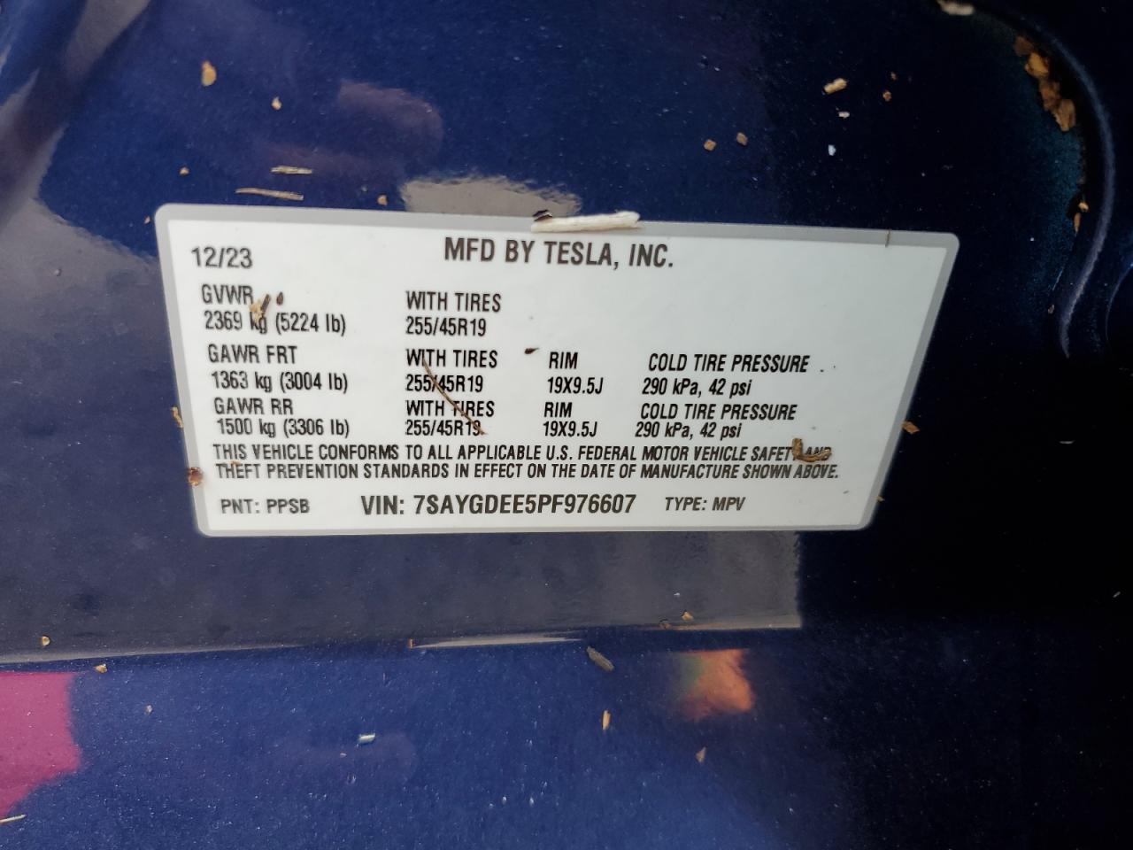 7SAYGDEE5PF976607 2023 Tesla Model Y