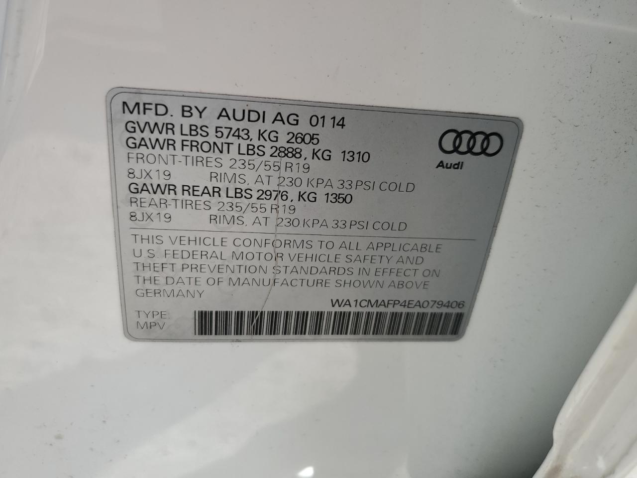 2014 Audi Q5 Tdi Premium Plus VIN: WA1CMAFP4EA079406 Lot: 75665474