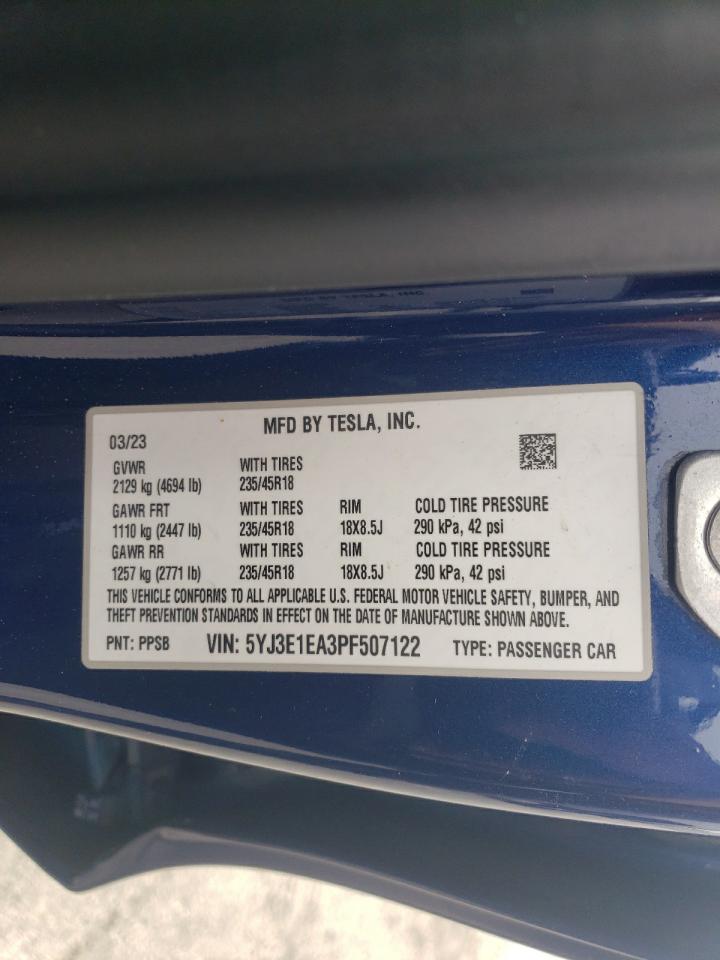 5YJ3E1EA3PF507122 2023 Tesla Model 3