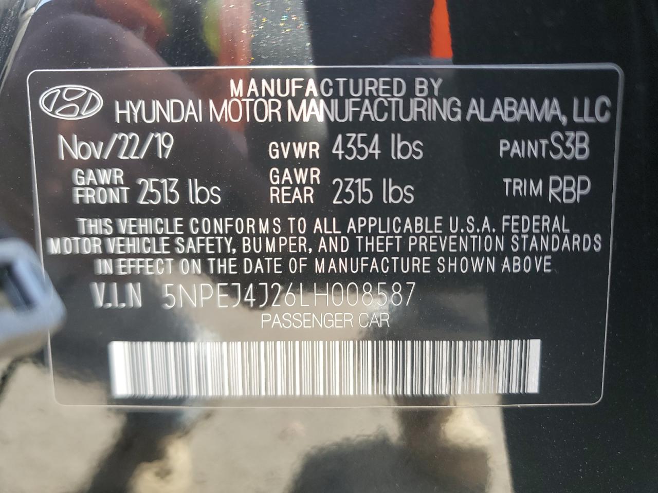 2020 Hyundai Sonata Sel Plus VIN: 5NPEJ4J26LH008587 Lot: 75754584