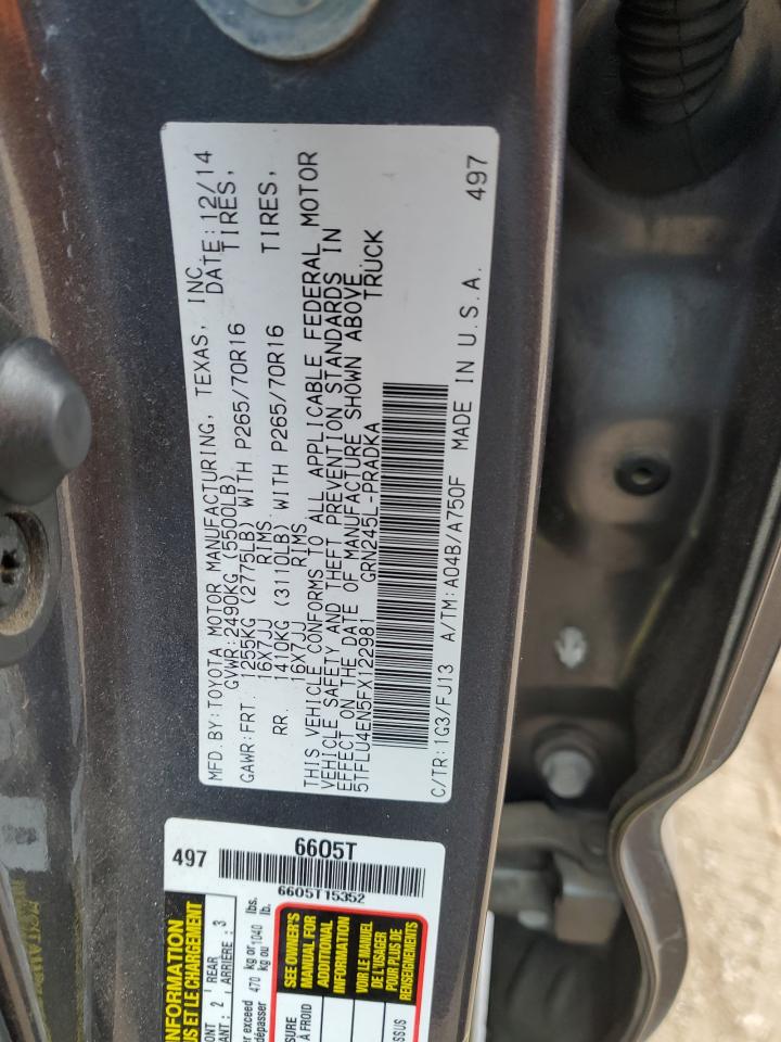 VIN 5TFLU4EN5FX122981 2015 TOYOTA TACOMA no.12