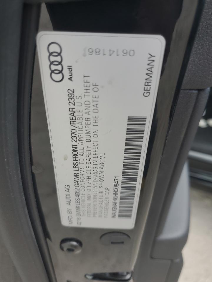 WAUGNAF46HN008471 2017 Audi A4 Premium