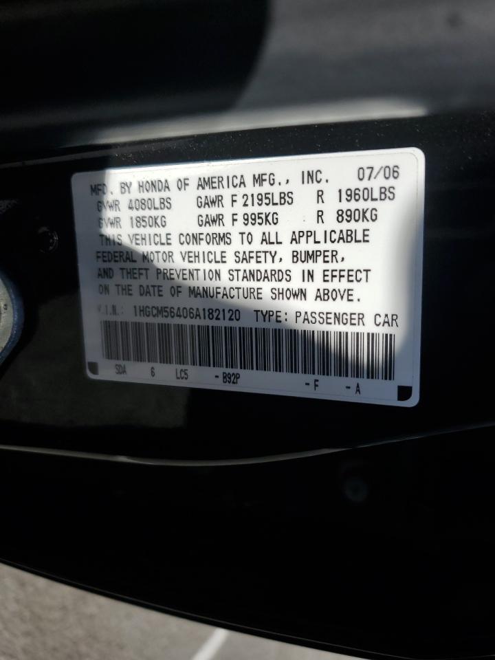 2006 Honda Accord Lx VIN: 1HGCM56406A182120 Lot: 65195074