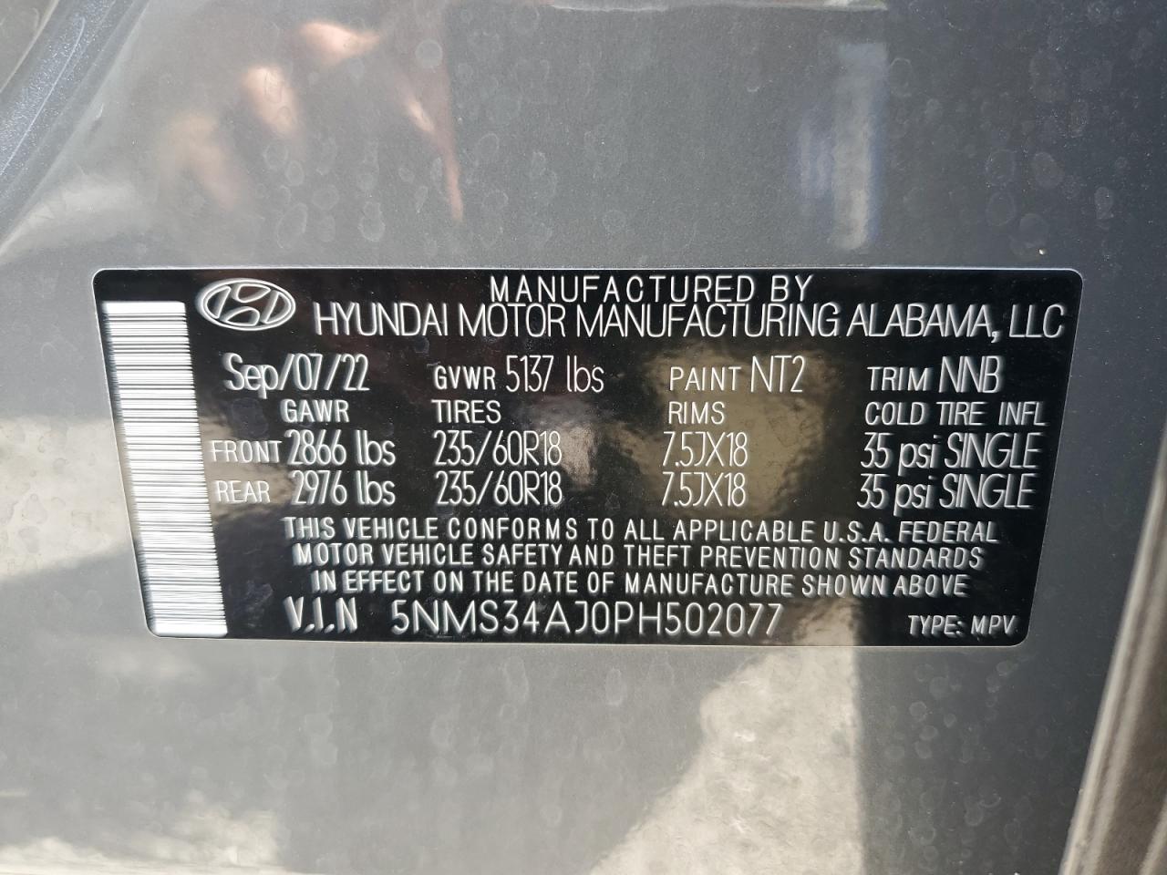 5NMS34AJ0PH502077 2023 Hyundai Santa Fe Sel Premium