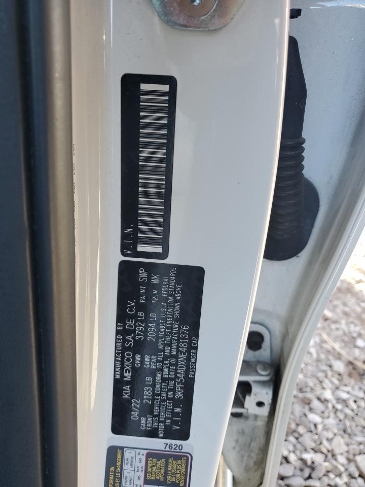 2022 Kia Forte Gt Line VIN: 3KPF54ADXNE481376 Lot: 76891154