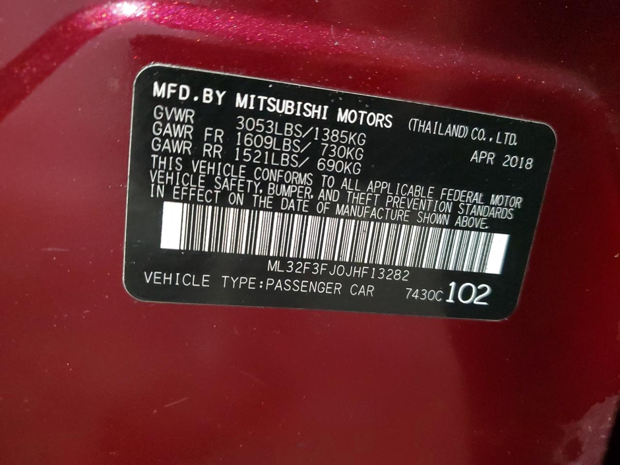 2018 Mitsubishi Mirage G4 Es VIN: ML32F3FJ0JHF13282 Lot: 77338724