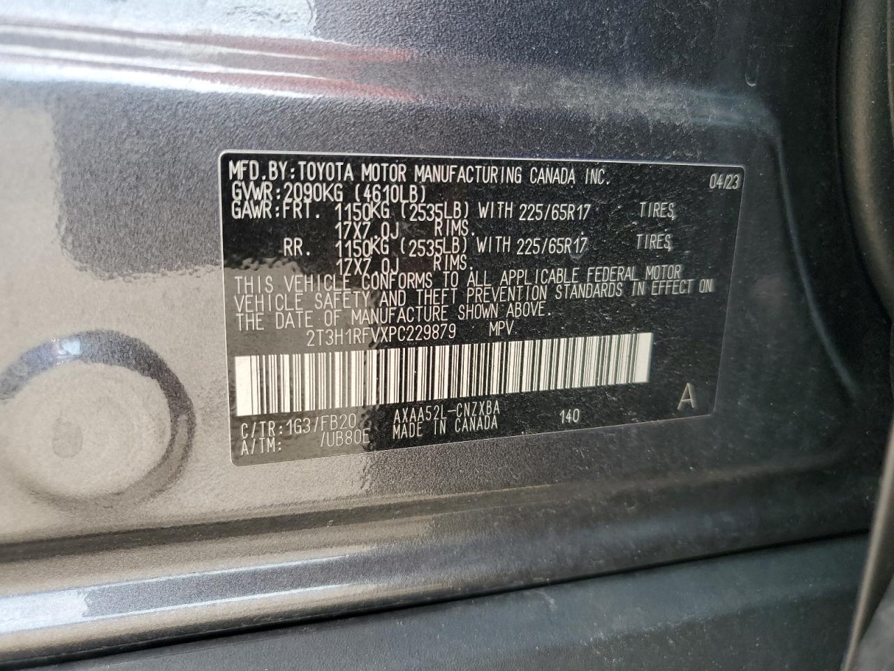 2T3H1RFVXPC229879 2023 Toyota Rav4 Le