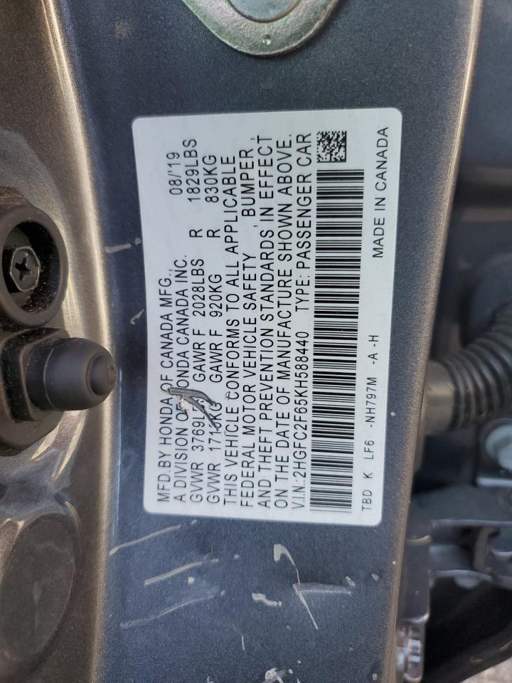 2HGFC2F65KH588440 2019 Honda Civic Lx