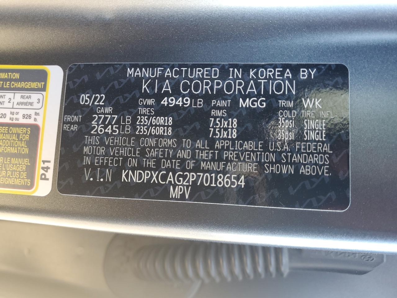 2023 Kia Sportage Sx Prestige VIN: KNDPXCAG2P7018654 Lot: 72474074