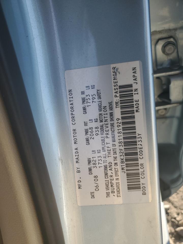 JM1BK32F381181929 2008 Mazda 3 I