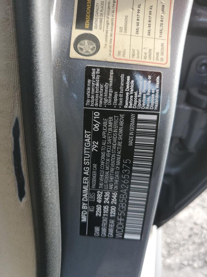 2011 Mercedes-Benz E 350 VIN: WDDHF5GB5BA265375 Lot: 76364624