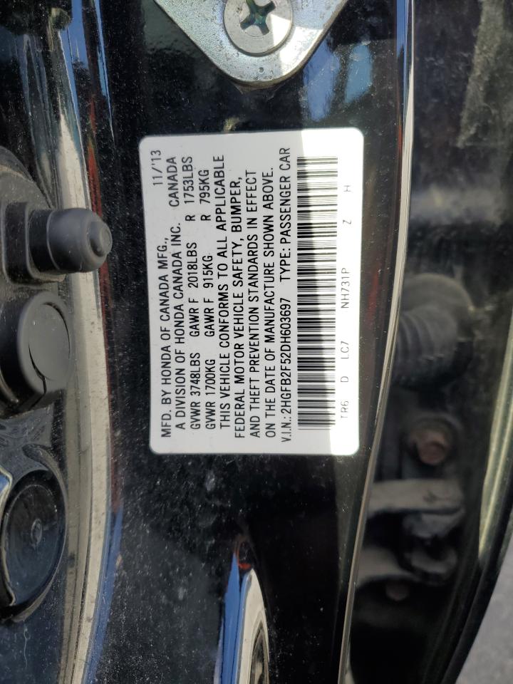 2HGFB2F52DH603697 2013 Honda Civic Lx