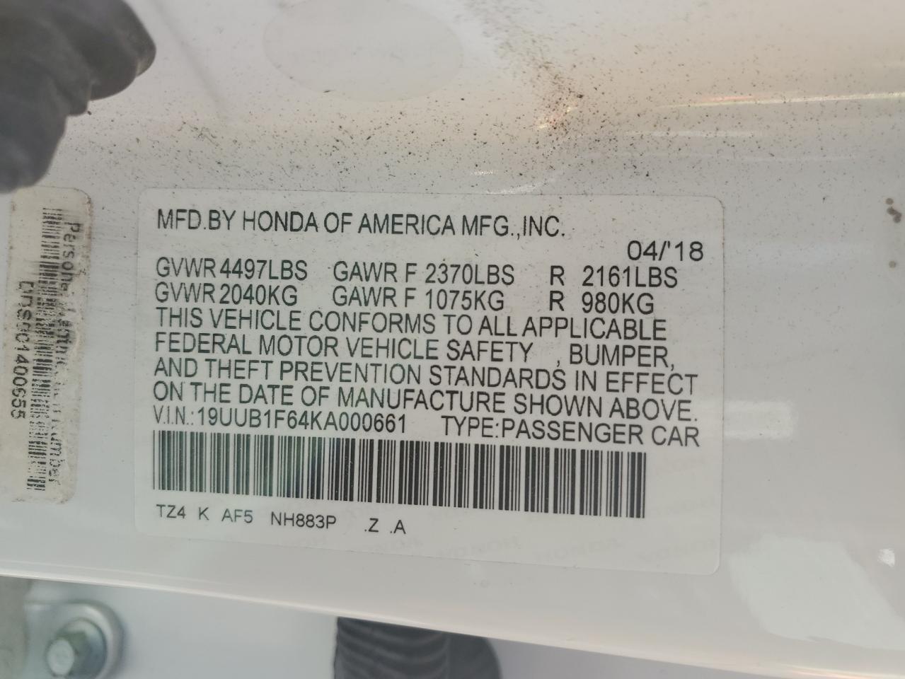 19UUB1F64KA000661 2019 Acura Tlx Technology