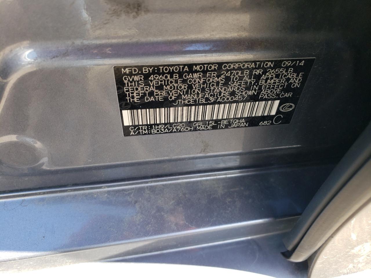 2015 Lexus Gs 350 VIN: JTHCE1BL3FA000457 Lot: 75310284