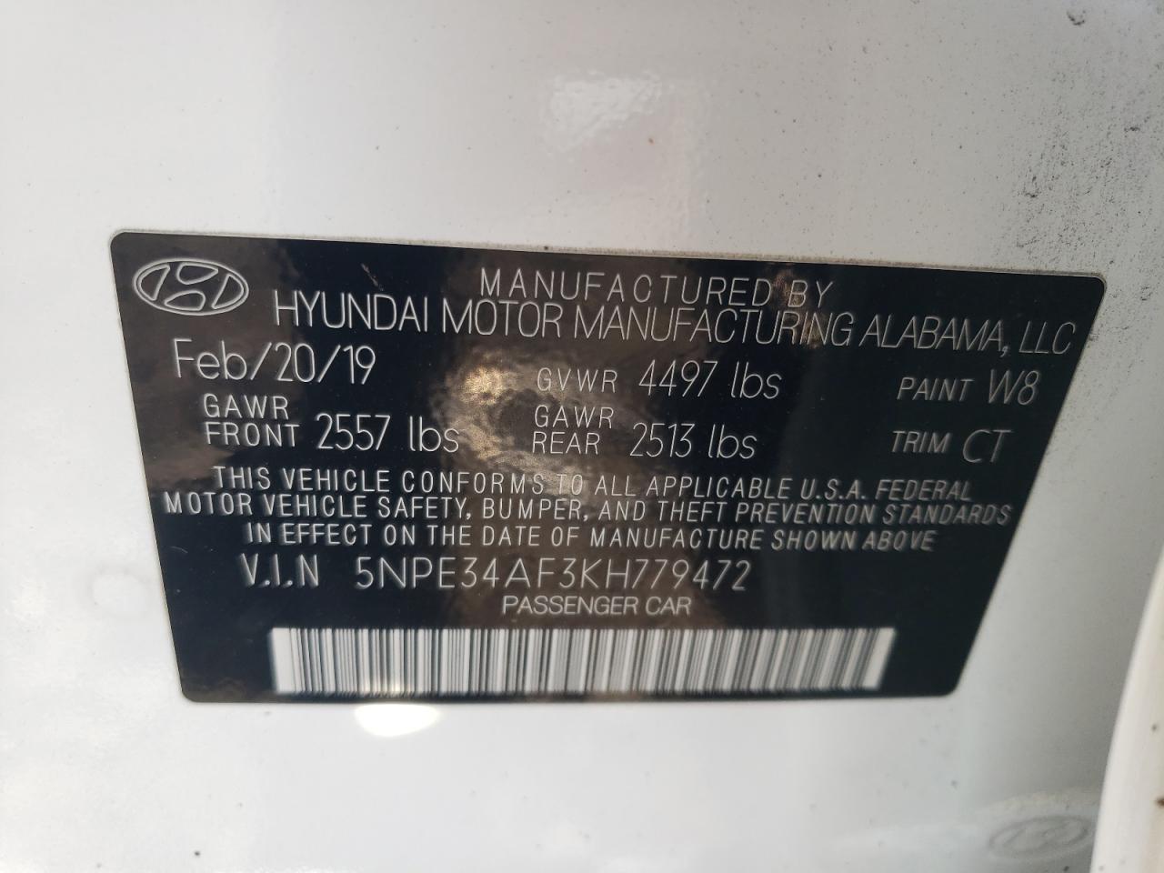 5NPE34AF3KH779472 2019 Hyundai Sonata Limited