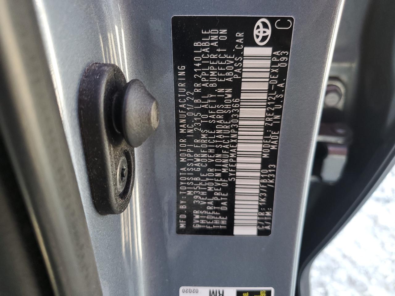 5YFEPMAEXNP303366 2022 TOYOTA COROLLA - Image 15