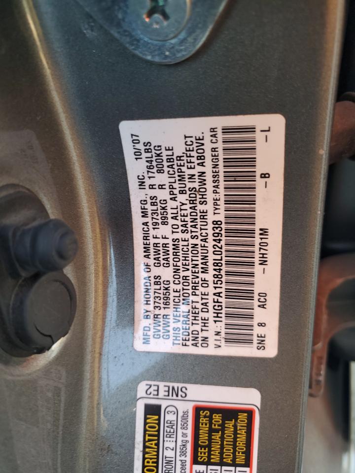 1HGFA15848L024938 2008 Honda Civic Ex