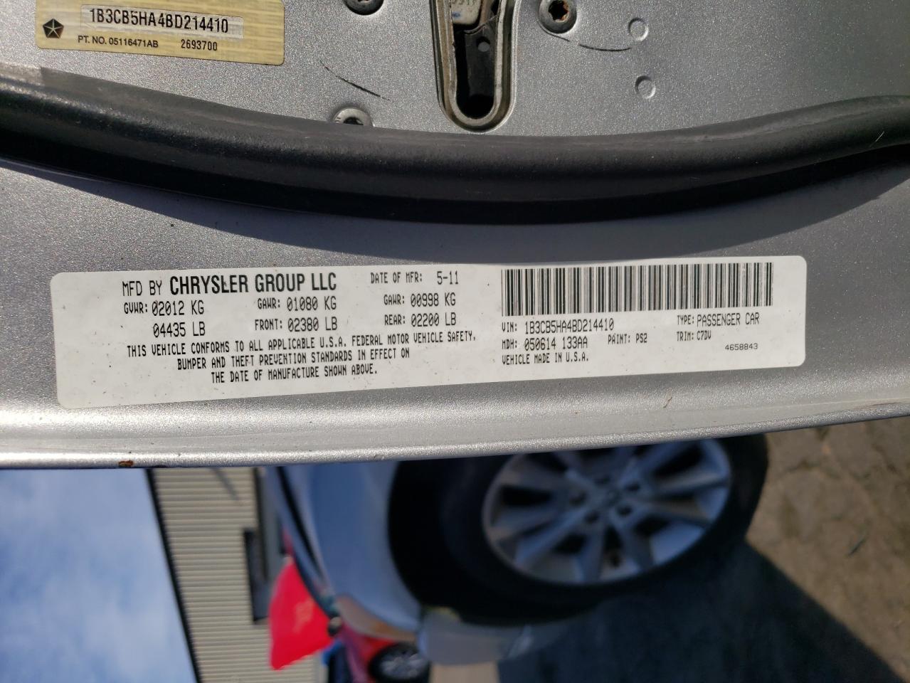 2011 Dodge Caliber Heat VIN: 1B3CB5HA4BD214410 Lot: 72070324