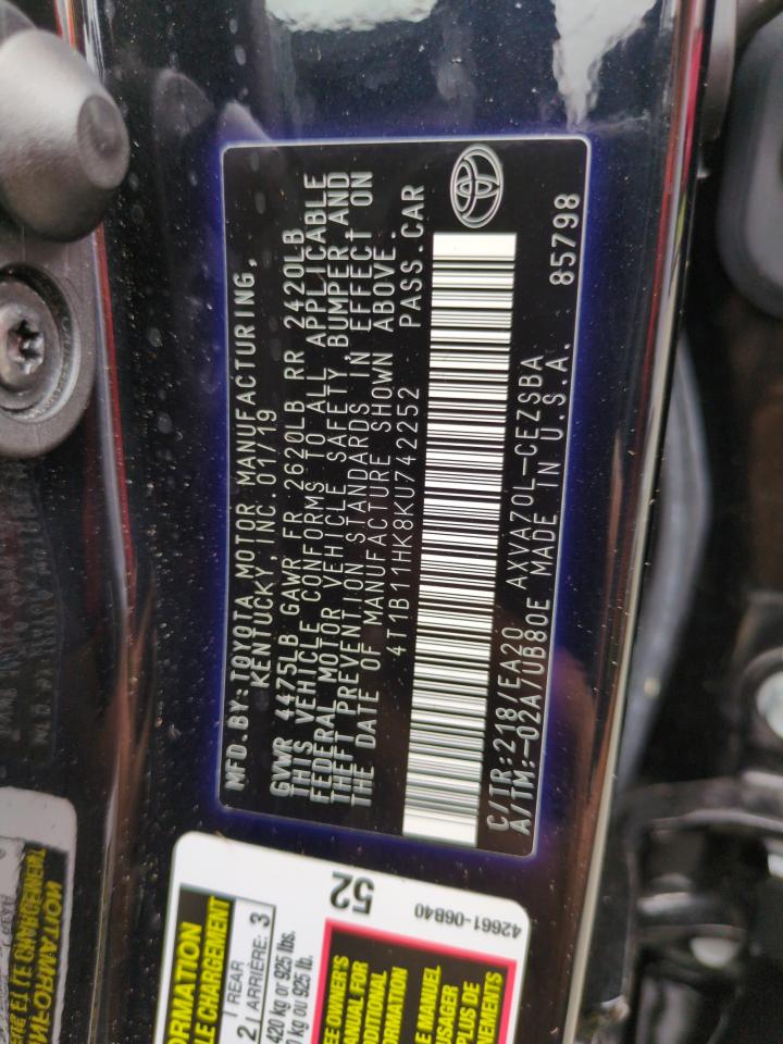 4T1B11HK8KU742252 2019 TOYOTA CAMRY - Image 13