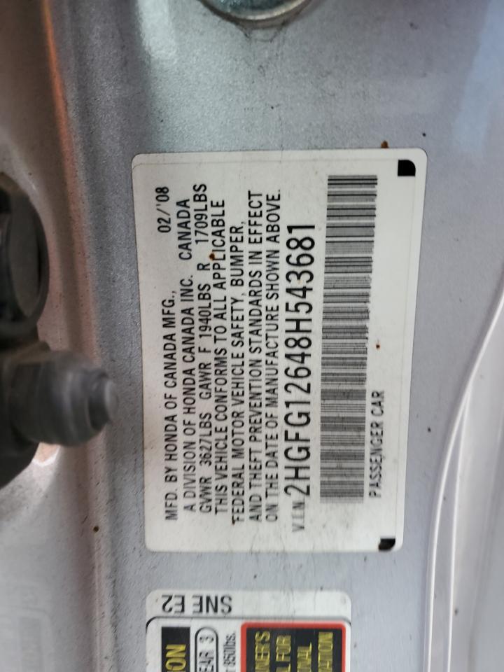 2HGFG12648H543681 2008 Honda Civic Lx