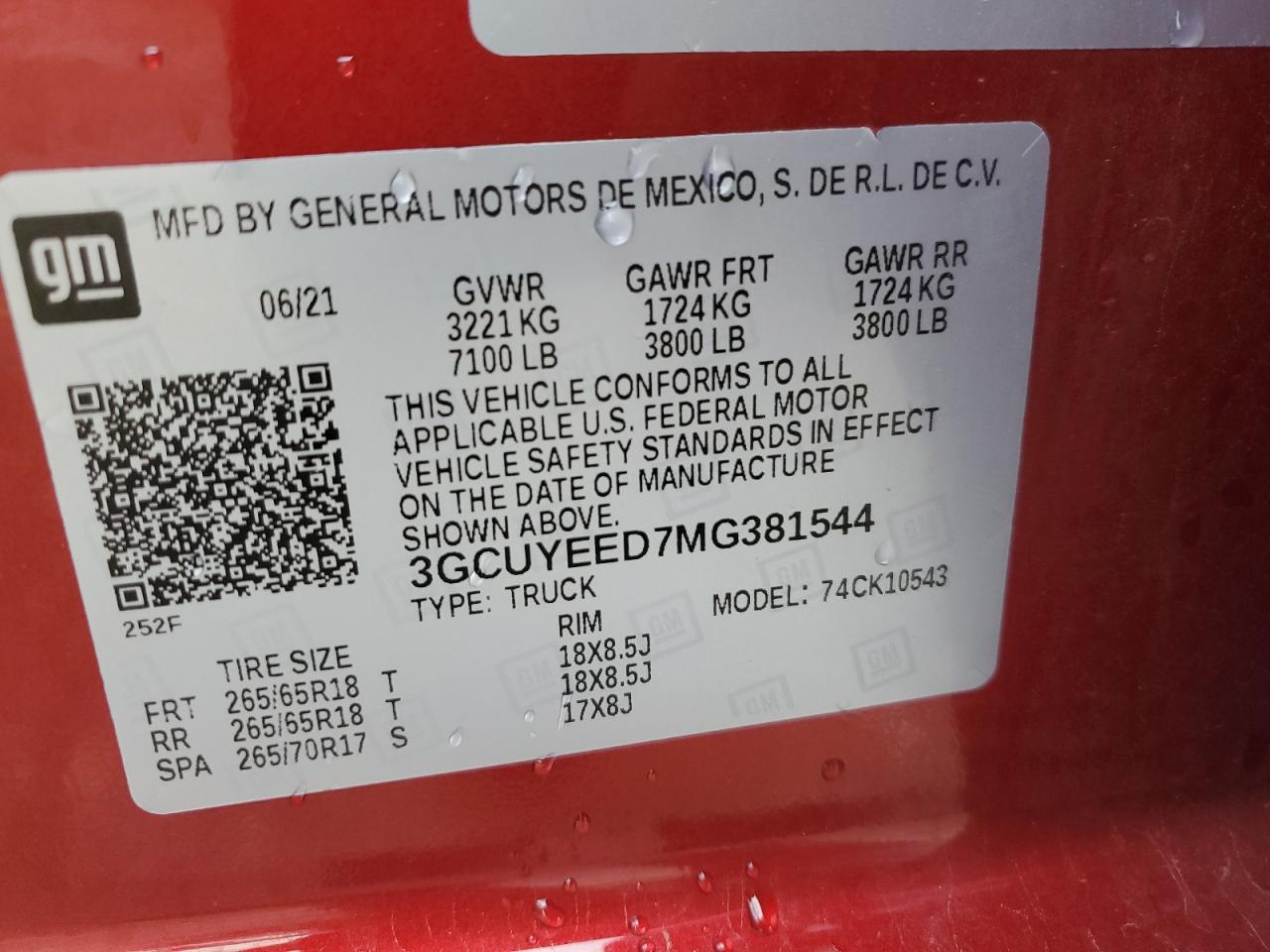 3GCUYEED7MG381544 2021 Chevrolet Silverado K1500 Rst