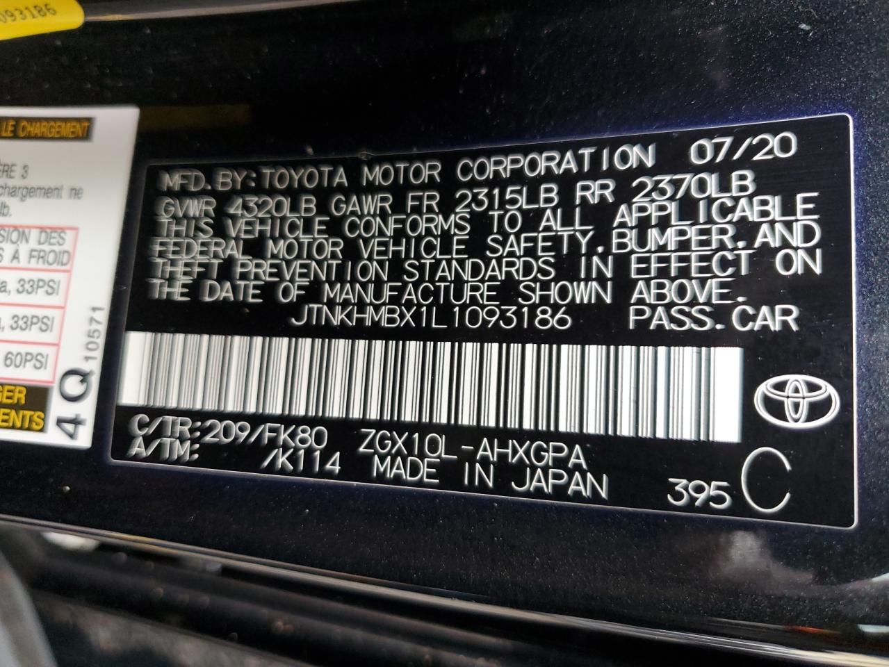 JTNKHMBX1L1093186 2020 Toyota C-Hr Xle