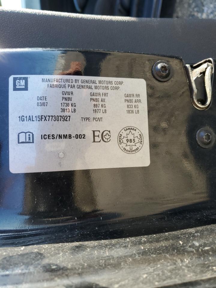 2007 Chevrolet Cobalt Lt VIN: 1G1AL15FX77307927 Lot: 77963364