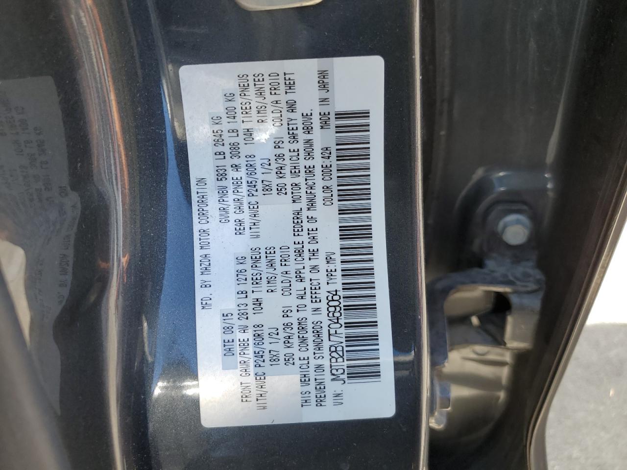 JM3TB2BV7F0469064 2015 Mazda Cx-9 Sport