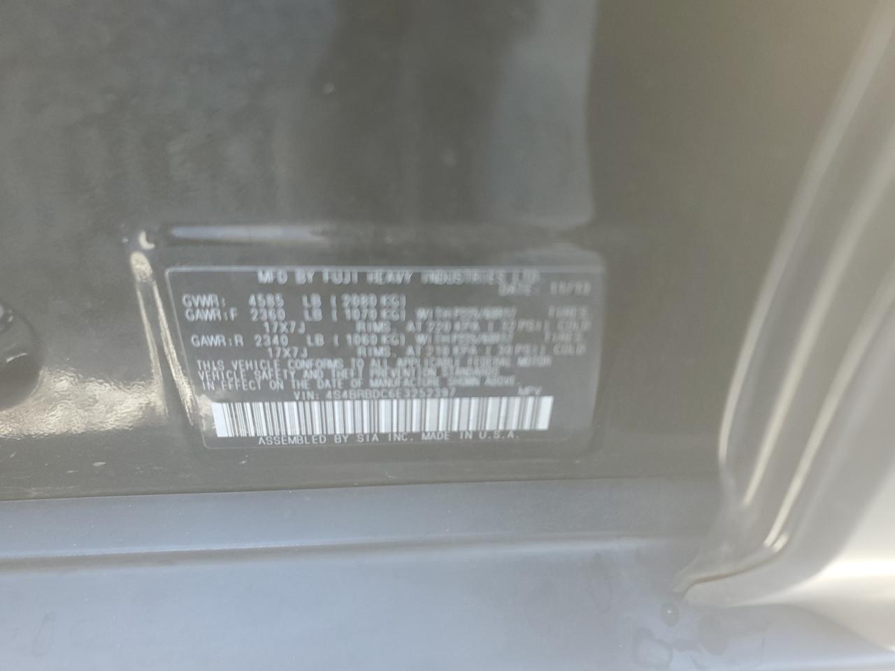 4S4BRBDC6E3252397 2014 Subaru Outback 2.5I Premium