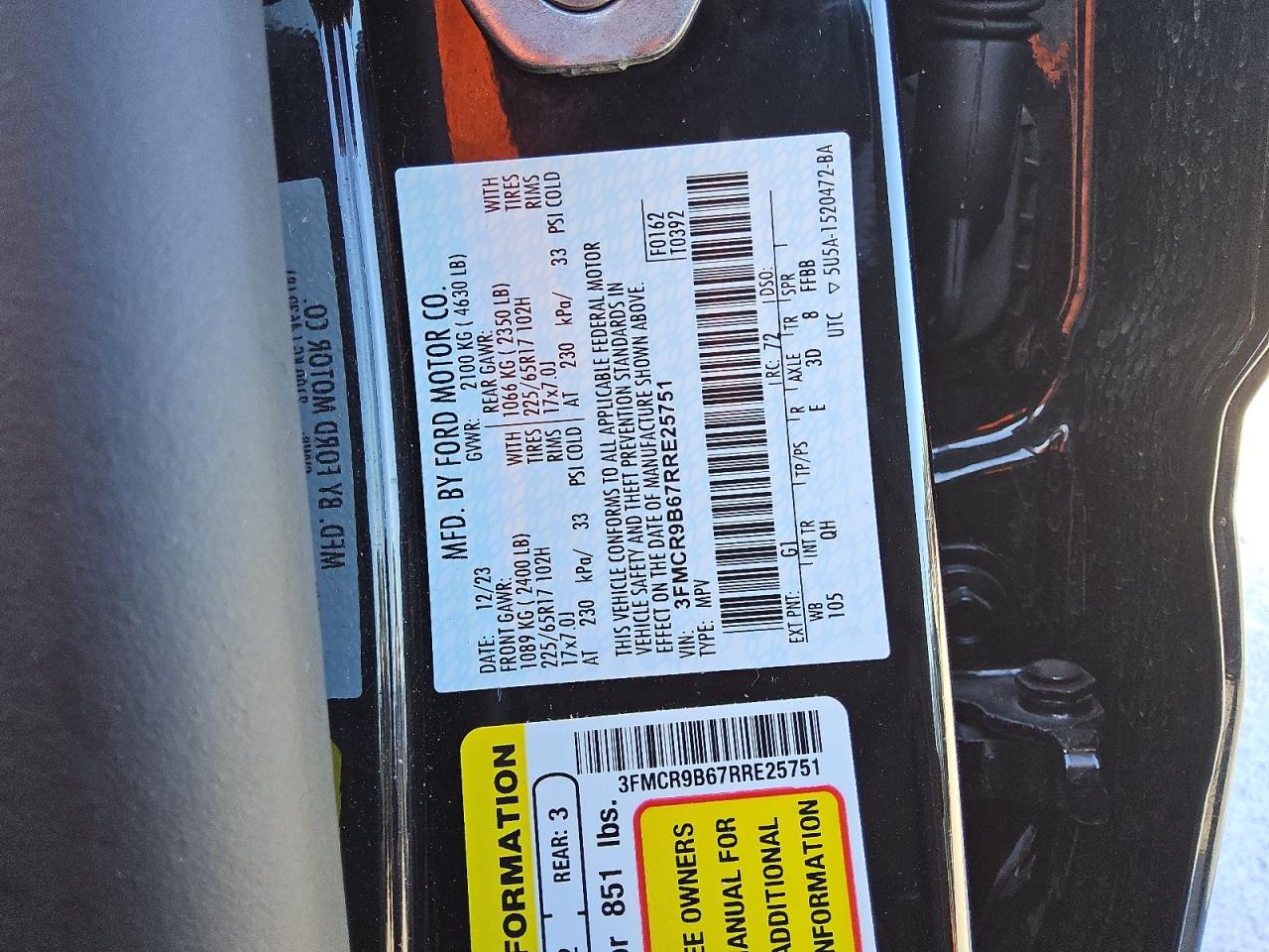 2024 Ford Bronco Sport Big Bend VIN: 3FMCR9B67RRE25751 Lot: 77655314