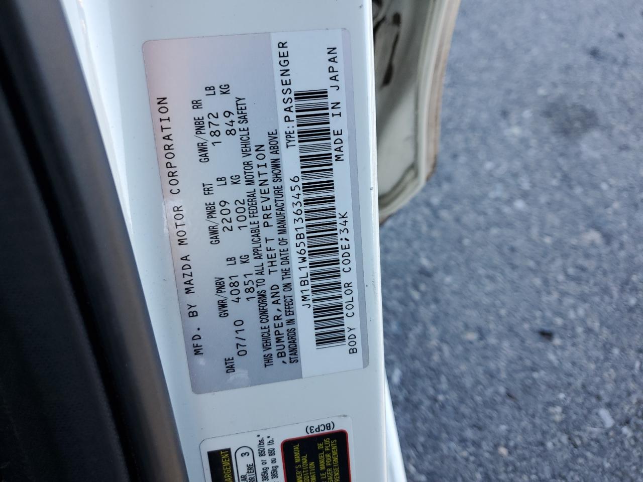 2011 Mazda 3 S VIN: JM1BL1W65B1363456 Lot: 77378364