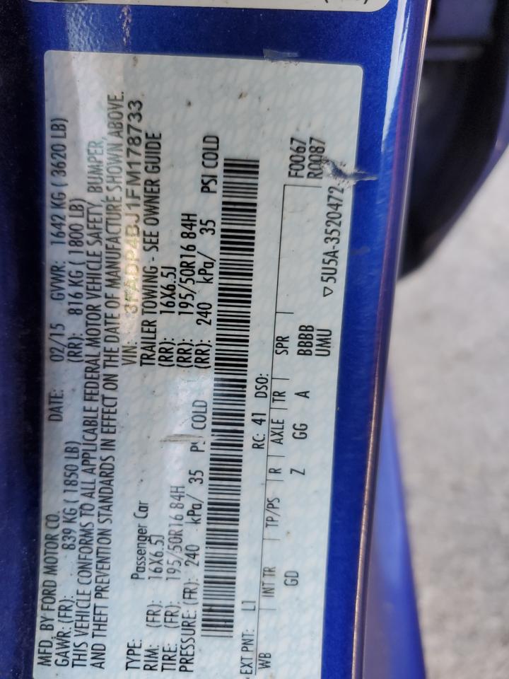 2015 Ford Fiesta Se VIN: 3FADP4BJ1FM178733 Lot: 75636514