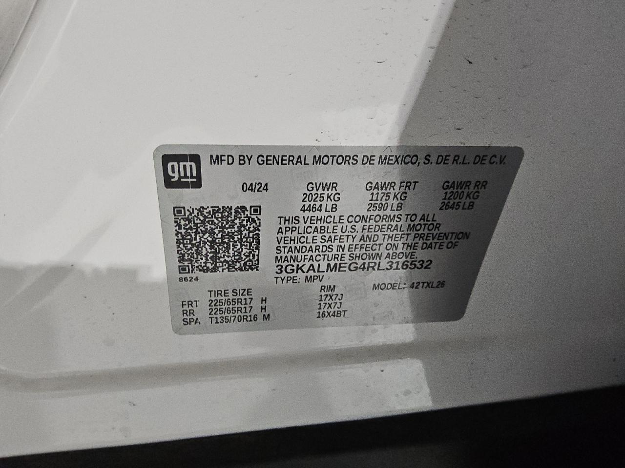 2024 GMC Terrain Sle VIN: 3GKALMEG4RL316532 Lot: 76317534