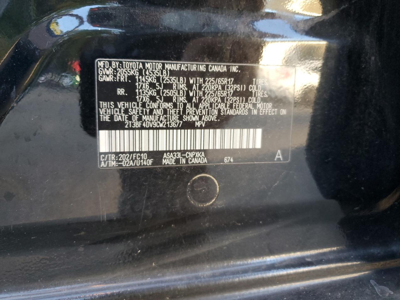 2T3BF4DV9CW213677 2012 Toyota Rav4