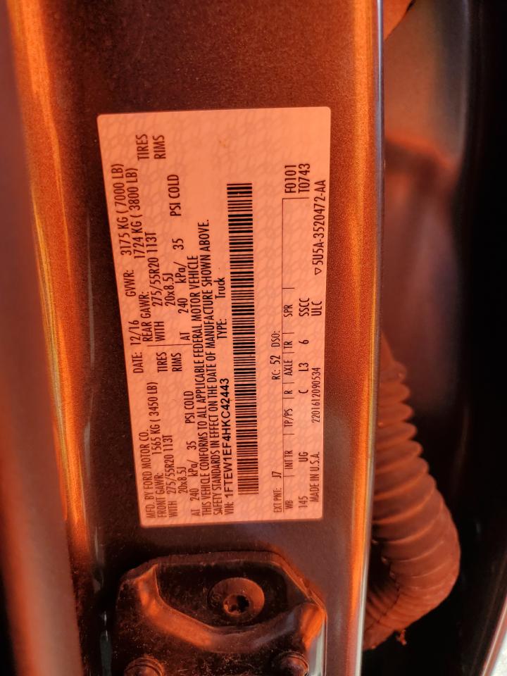 2017 Ford F150 Supercrew VIN: 1FTEW1EF4HKC42443 Lot: 76377924