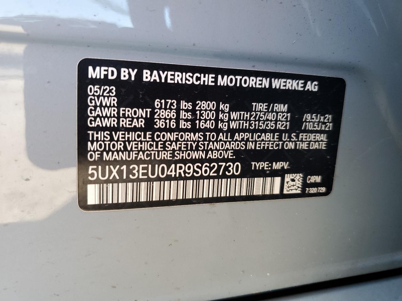 2024 BMW X5 Sdrive 40I VIN: 5UX13EU04R9S62730 Lot: 76017604