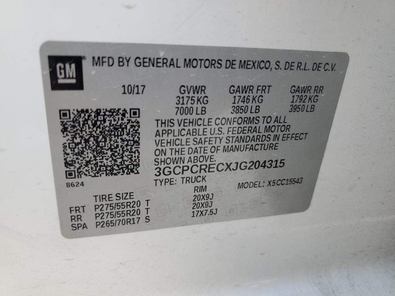 3GCPCRECXJG204315 2018 Chevrolet Silverado C1500 Lt