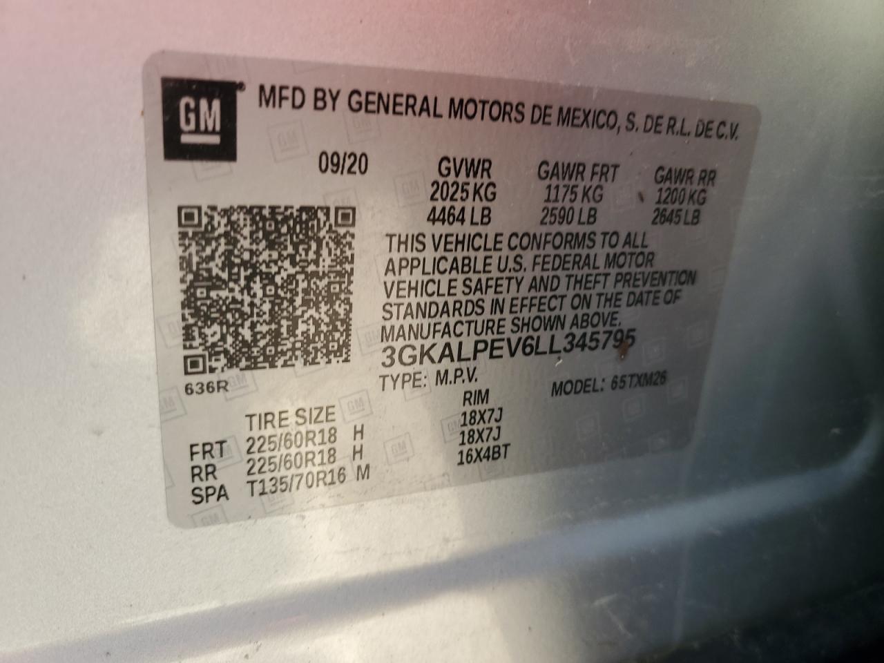 2020 GMC Terrain Slt VIN: 3GKALPEV6LL345795 Lot: 74498754