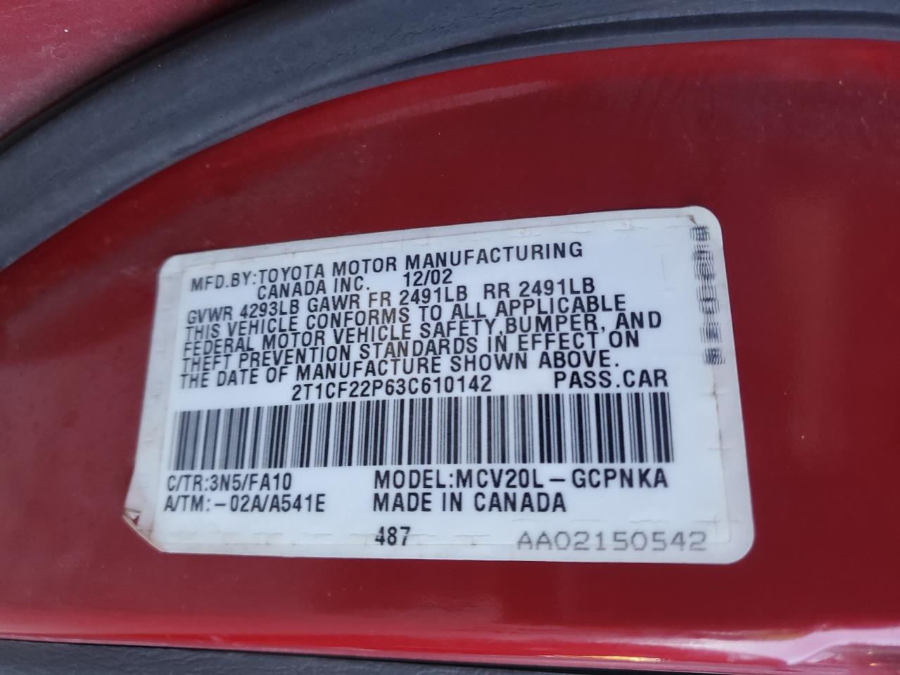 2T1CF22P63C610142 2003 Toyota Camry Solara Se