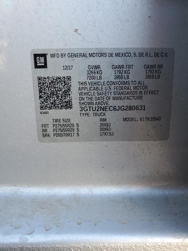 3GTU2NEC6JG280631 2018 GMC Sierra K1500 Slt