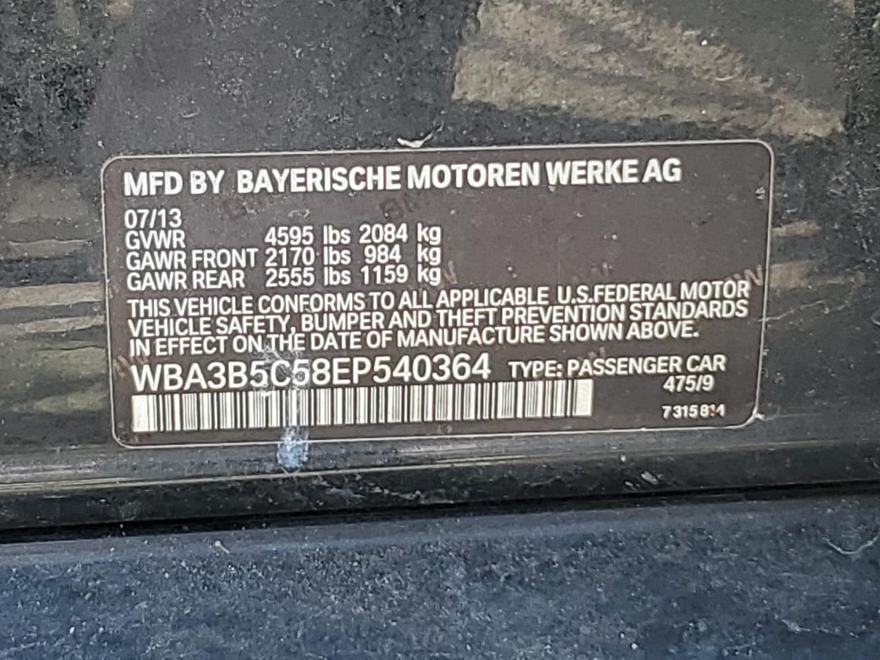 WBA3B5C58EP540364 2014 BMW 328 Xi Sulev