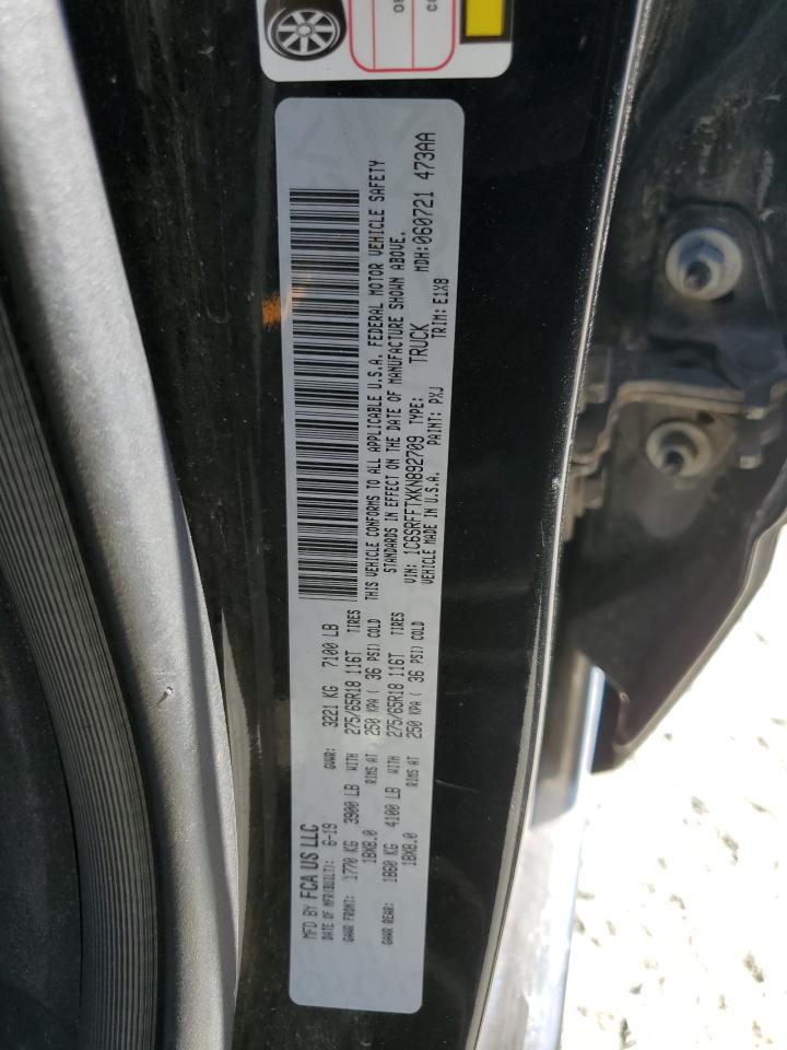 2019 Ram 1500 Big Horn/Lone Star VIN: 1C6SRFFTXKN892709 Lot: 73501404