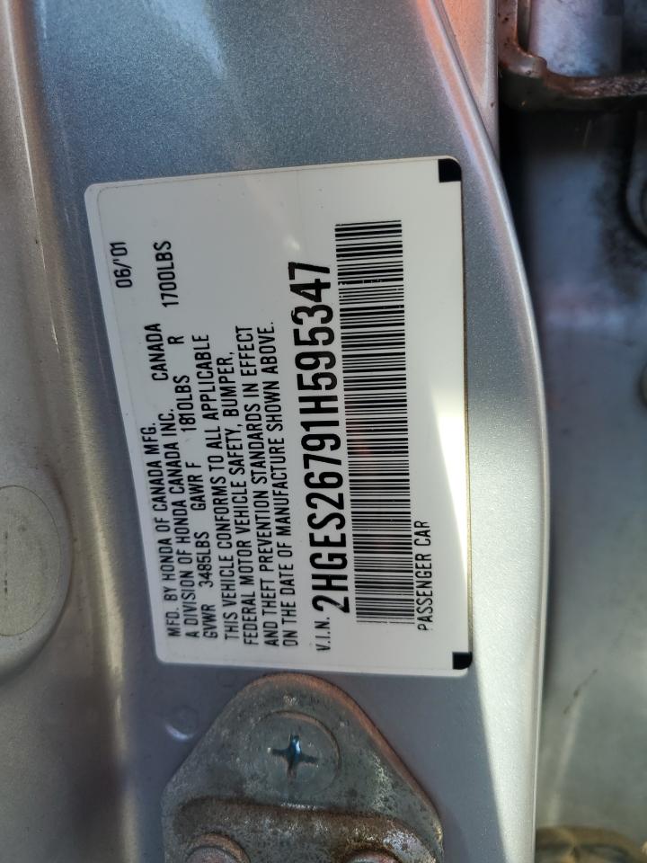 2001 Honda Civic Ex VIN: 2HGES26791H595347 Lot: 75505874