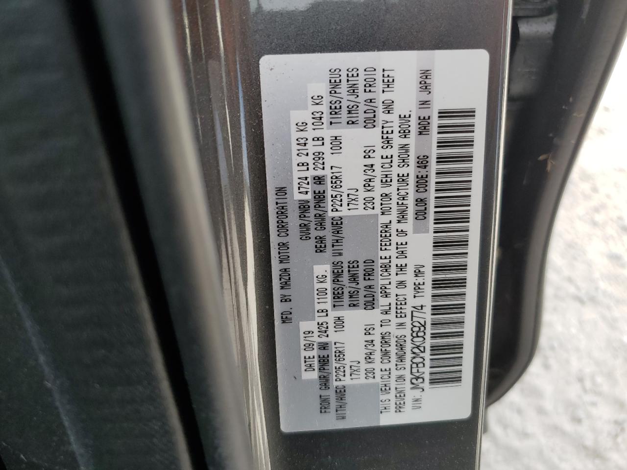 2019 Mazda Cx-5 Touring VIN: JM3KFBCM2K0692774 Lot: 77168414