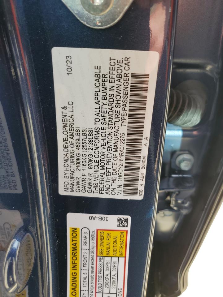 1HGCY2F61RA012275 2024 Honda Accord Hybrid Exl