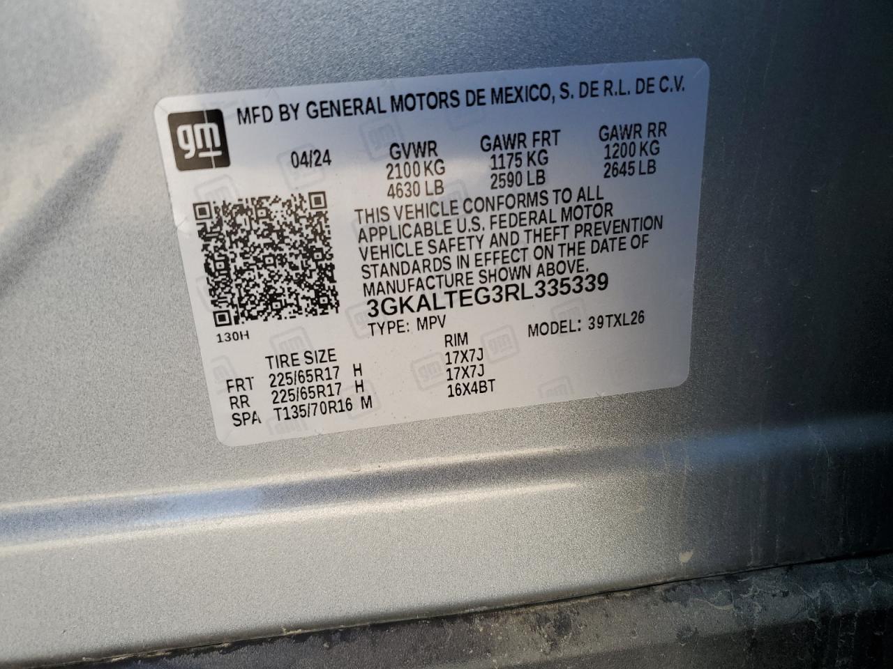 3GKALTEG3RL335339 2024 GMC Terrain Sle