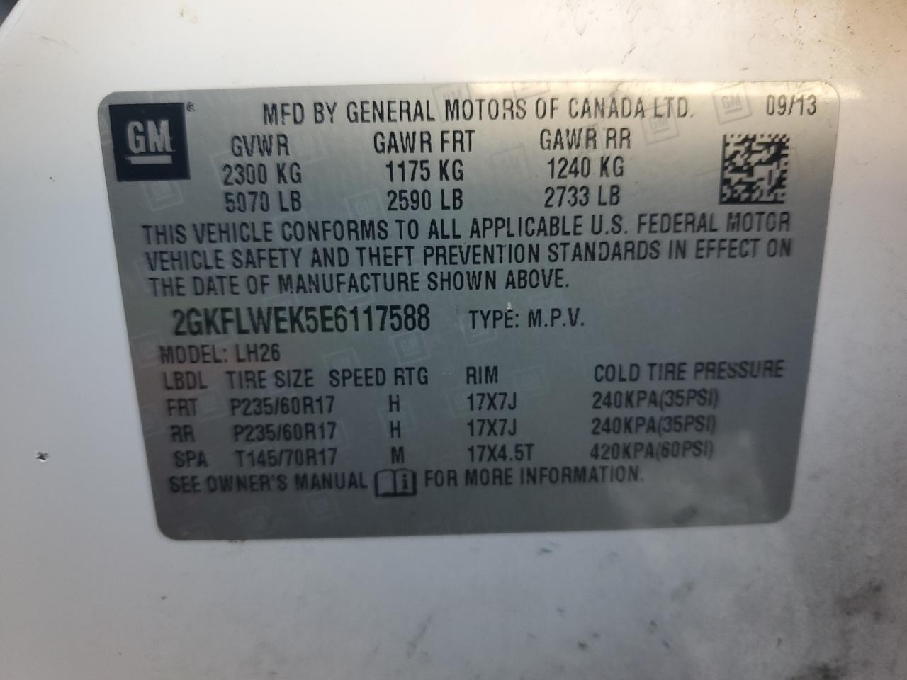 2GKFLWEK5E6117588 2014 GMC Terrain Sle