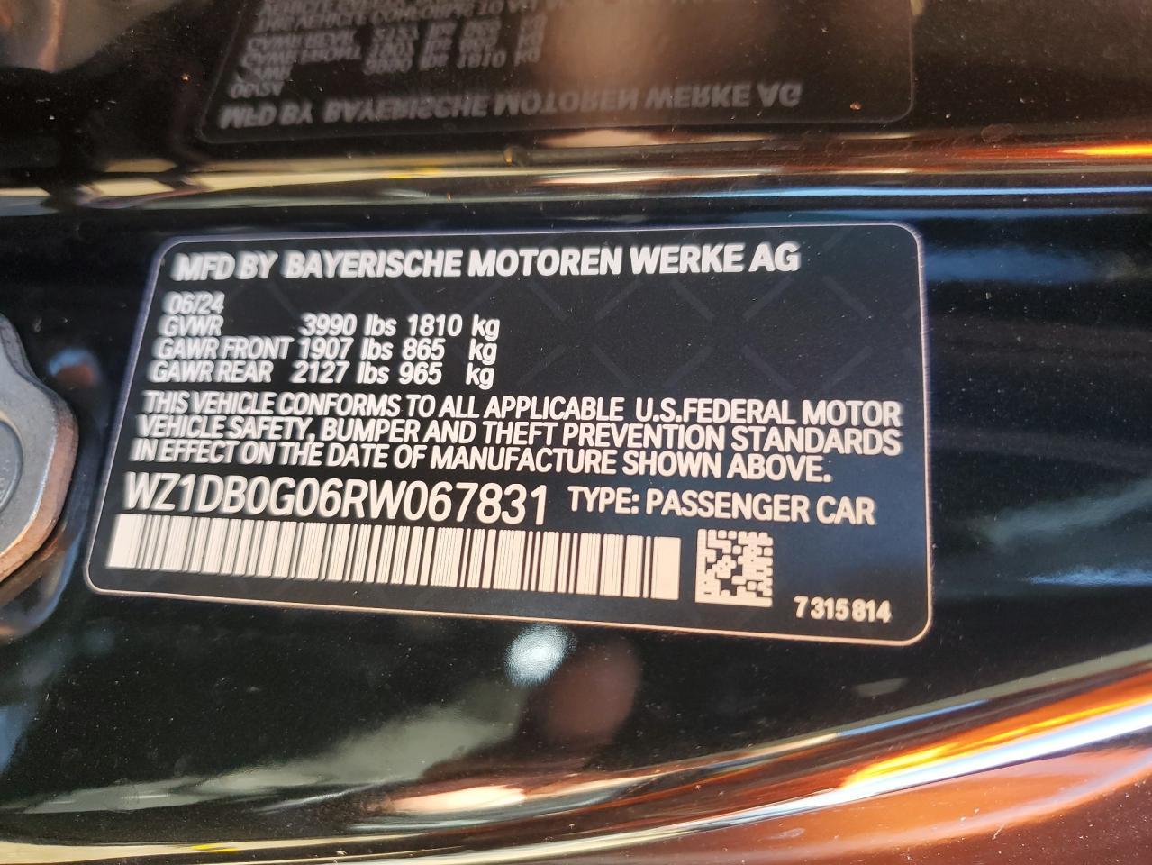 2024 Toyota Supra Base VIN: WZ1DB0G06RW067831 Lot: 78931264