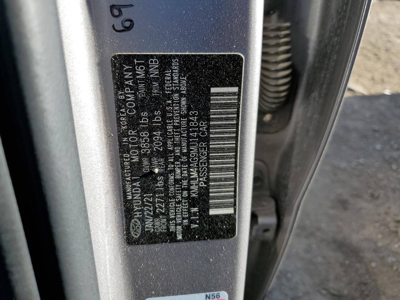 2021 Hyundai Elantra Sel VIN: KMHLM4AG9MU141843 Lot: 76289784