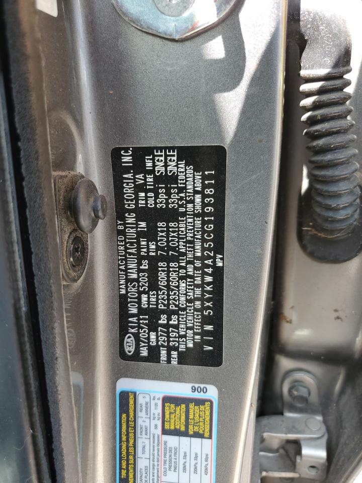 2012 Kia Sorento Sx VIN: 5XYKW4A25CG193811 Lot: 74960364